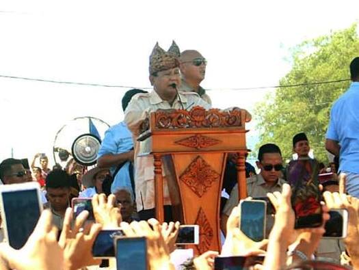 Capres nomor urut 02, Prabowo Subianto kampanye terbuka di Danau Cimpago, Kota Padang.