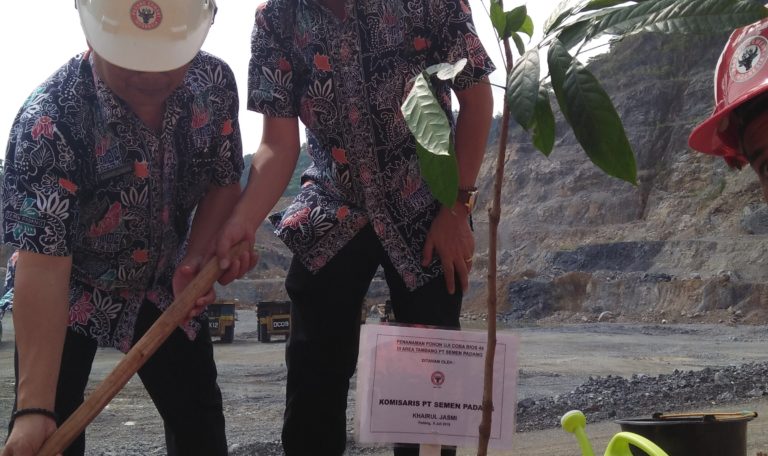 Gunakan Pupuk Bios 44, Semen Padang Tanami Pohon Bekas Tambang Batu Kapur