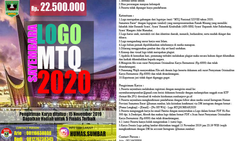 Logo MTQ Nasional 2020 Disayembarakan, Total Hadiah Rp22,5 juta