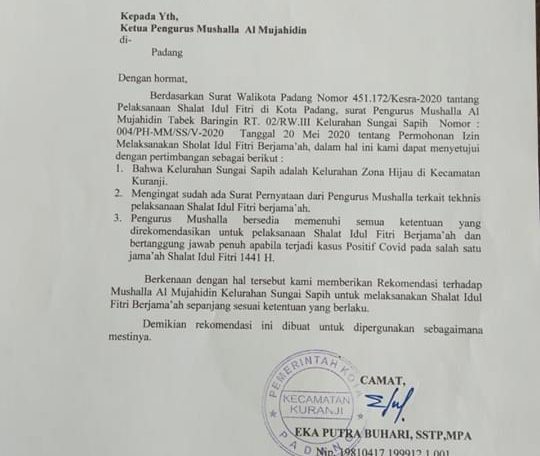 Ini Syarat Masjid Bisa adakan Salat Ied di Padang yang Bikin Pengurus Urut Dada