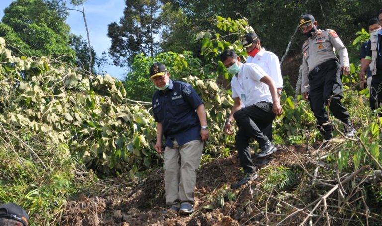 Tinjau Lokasi Longsor , Nasrul Abit Minta Warga Bermukim di Lereng Bukit Waspada