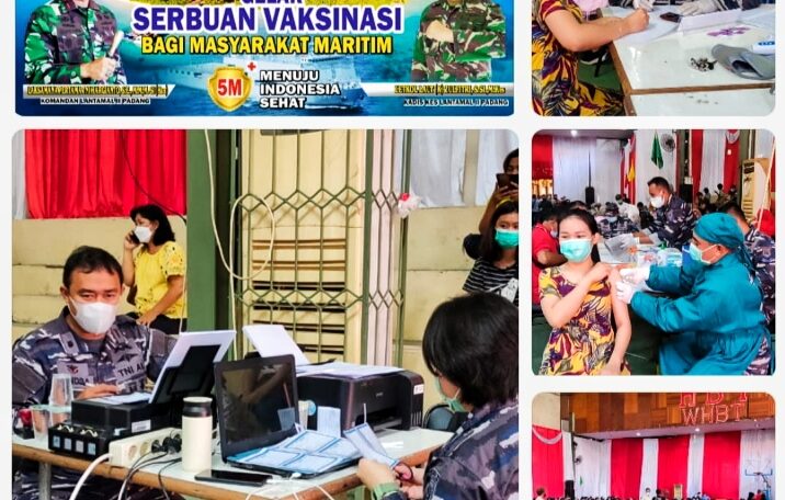 Untuk Menaikan Herd Immunity Warga Kota Padang, TNI AL Lantamal II Terus Gencarkan Vaksinasi 
