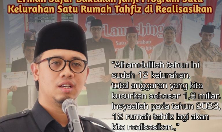 Erman Safar Buktikan Janji, Program 1 Kelurahan 1 Rumah Tahfiz Direalisasikan