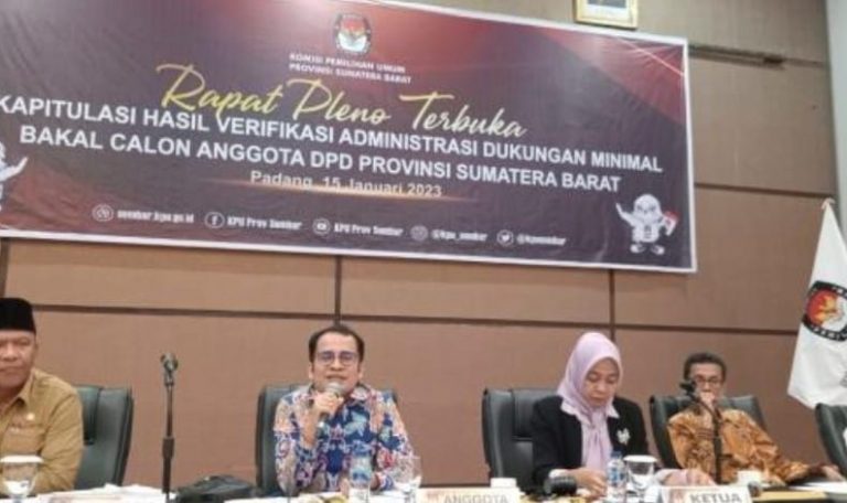 Bisa Perbaikan, 12 Balon DPD Dapil Sumbar belum Memenuhi Syarat