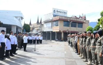 Wako Ramlan Nurmatias Pimpin Apel Gabungan SK4 Dikawasan Pedestarian Jam Gadang