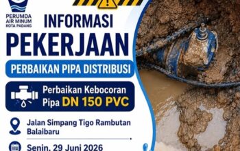 Perumda AM Padang Perbaiki Pipa Bocor di Balai Baru, Distribusi Air di Sejumlah Wilayah Terganggu
